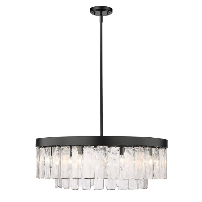 Golden 1768-9 BLK-HWG Nine Light Chandelier, Matte Black
