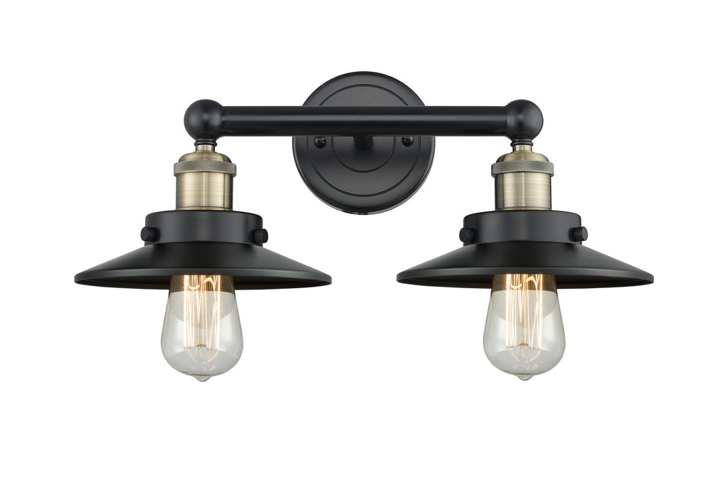 Innovations 616-2W-BAB-M6-BK Two Light Bath Vanity, Black Antique Brass