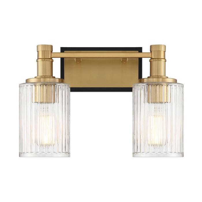 Savoy House 8-1102-2-143 Two Light Bathroom Vanity, Matte Black with Warm Brass