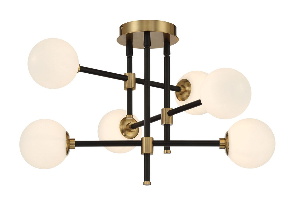 George Kovacs P8156-681 Six Light Flush Mount, Coal And Aged Brass