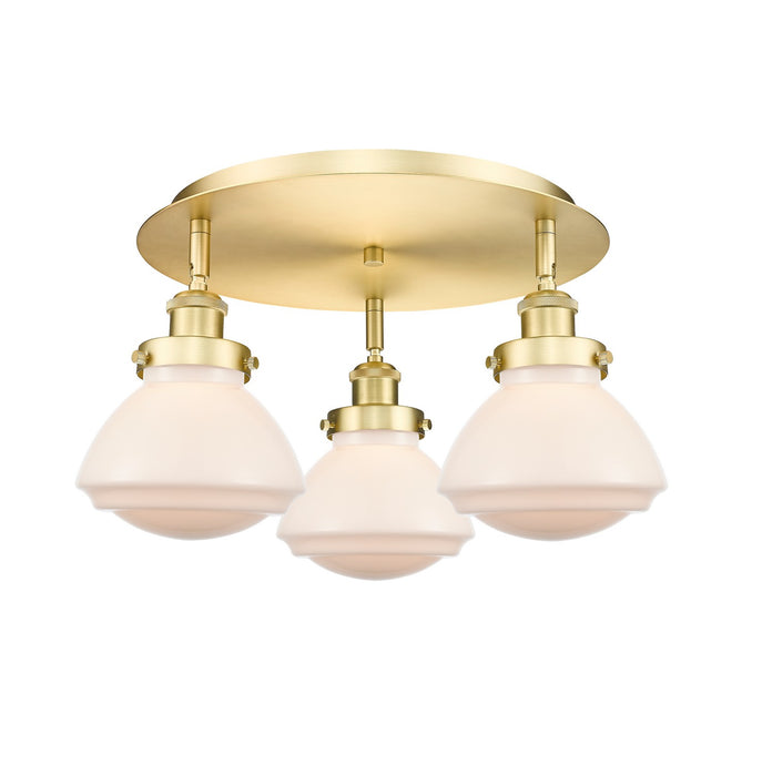 Innovations 916-3C-SG-G321 Three Light Flush Mount, Satin Gold