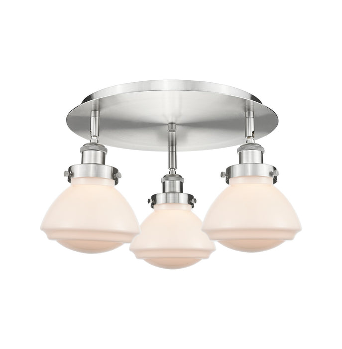 Innovations 916-3C-SN-G321 Three Light Flush Mount, Satin Nickel