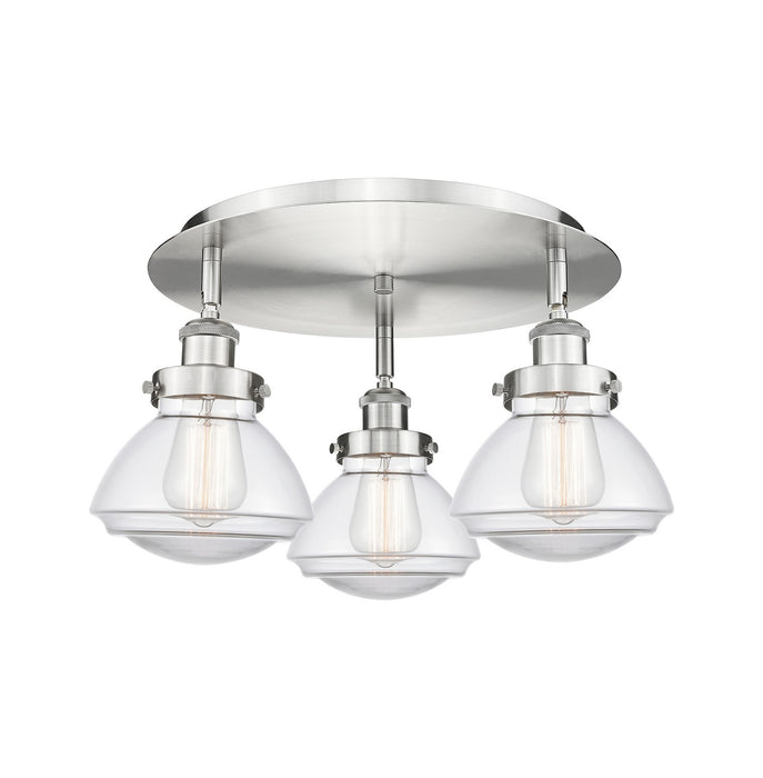 Innovations 916-3C-SN-G322 Three Light Flush Mount, Satin Nickel