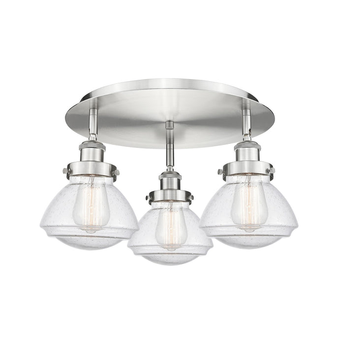 Innovations 916-3C-SN-G324 Three Light Flush Mount, Satin Nickel