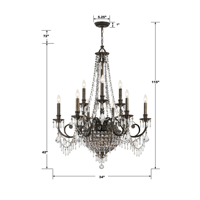 Crystorama 5168-EB-CL-MWP 12 Light Chandelier, English Bronze