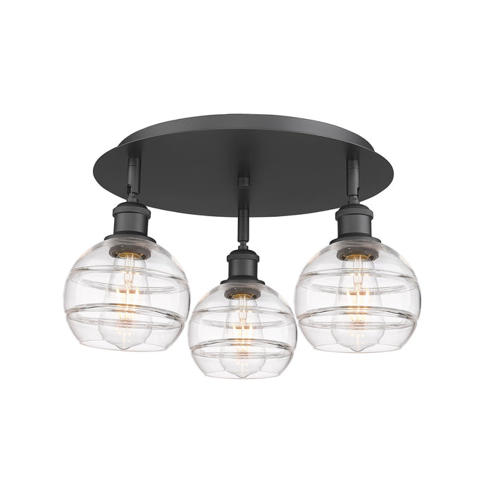 Innovations 516-3C-BK-G556-6CL Three Light Flush Mount, Matte Black