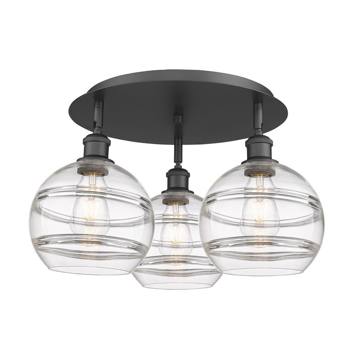 Innovations 516-3C-BK-G556-8CL Three Light Flush Mount, Matte Black