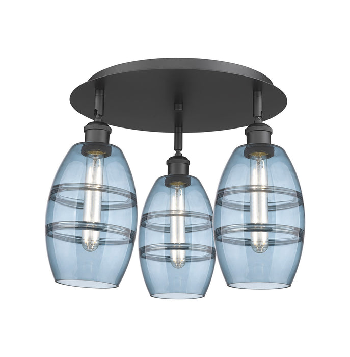 Innovations 516-3C-BK-G557-6BL Three Light Flush Mount, Matte Black