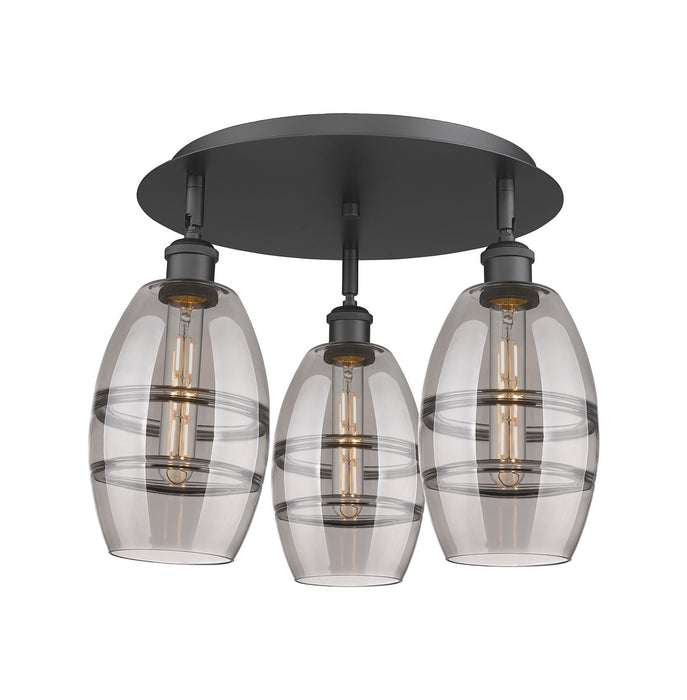 Innovations 516-3C-BK-G557-6SM Three Light Flush Mount, Matte Black