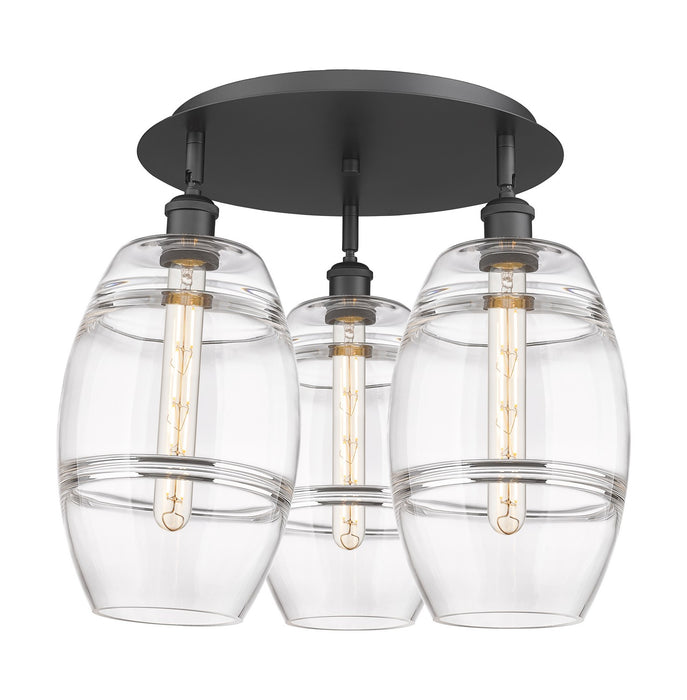 Innovations 516-3C-BK-G557-8CL Three Light Flush Mount, Matte Black