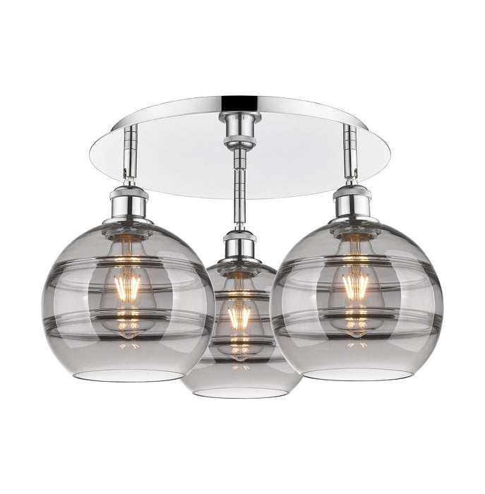 Innovations 516-3C-PC-G556-8SM Three Light Flush Mount, Polished Chrome