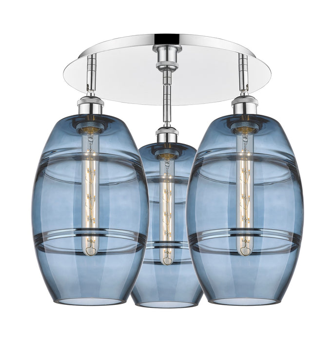 Innovations 516-3C-PC-G557-8BL Three Light Flush Mount, Polished Chrome