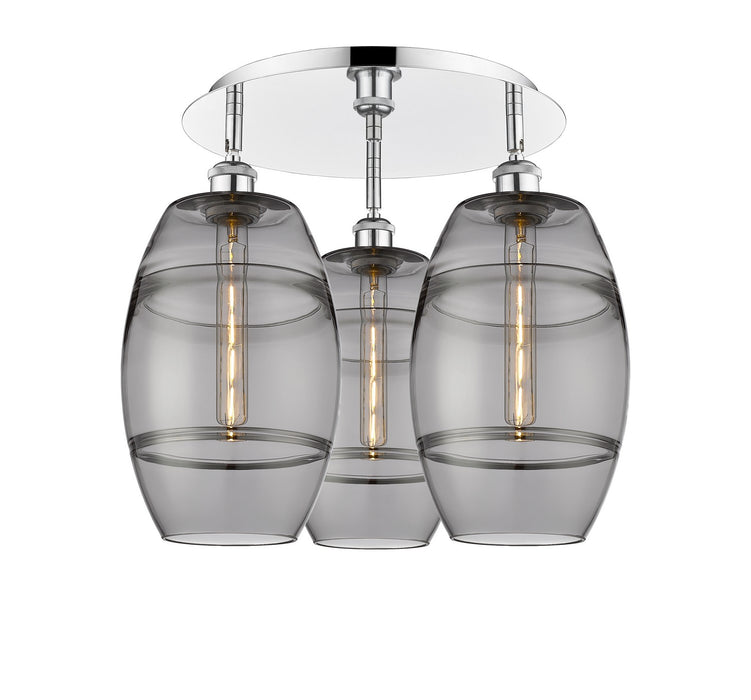 Innovations 516-3C-PC-G557-8SM Three Light Flush Mount, Polished Chrome