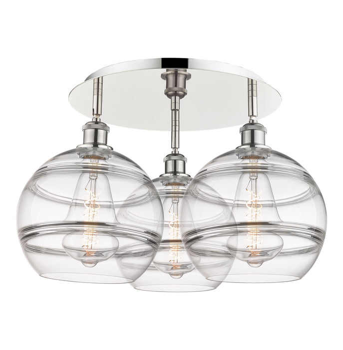 Innovations 516-3C-PN-G556-10CL Three Light Flush Mount, Polished Nickel