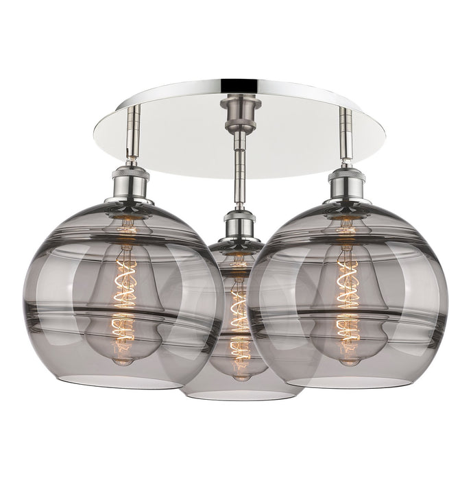 Innovations 516-3C-PN-G556-10SM Three Light Flush Mount, Polished Nickel
