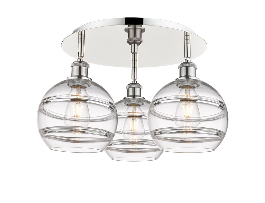 Innovations 516-3C-PN-G556-8CL Three Light Flush Mount, Polished Nickel