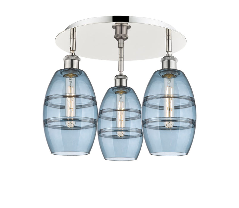 Innovations 516-3C-PN-G557-6BL Three Light Flush Mount, Polished Nickel
