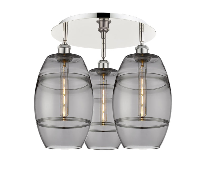 Innovations 516-3C-PN-G557-8SM Three Light Flush Mount, Polished Nickel
