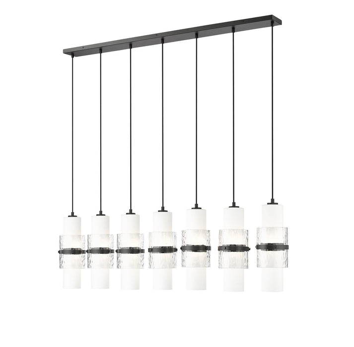 Z-Lite 1946P-7L-MB Seven Light Linear Chandelier, Matte Black