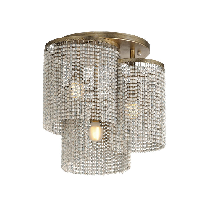 Maxim 22463WWDGS Three Light Flush Mount, Golden Silver