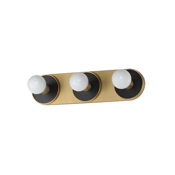 Maxim 26093BKNAB Three Light Wall Sconce, Black / Natural Aged Brass