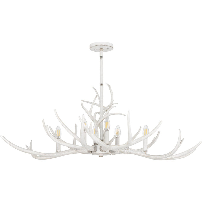 Quoizel BSH640AWH Six Light Linear Chandelier, Antique White