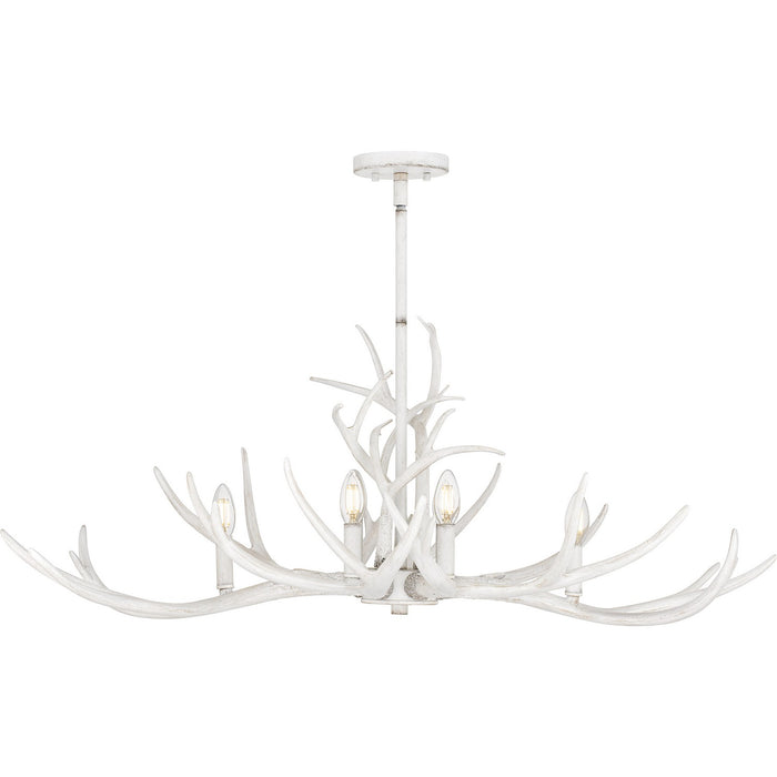 Quoizel BSH640AWH Six Light Linear Chandelier, Antique White