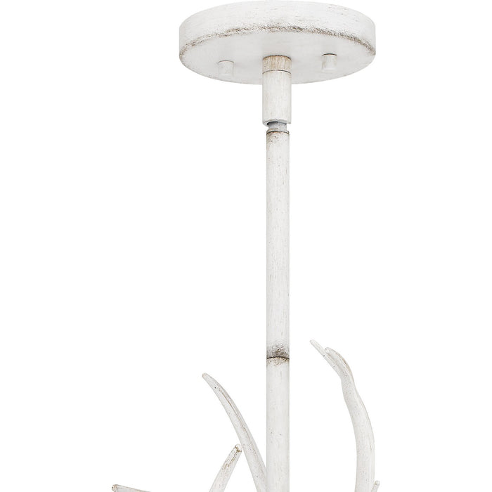 Quoizel BSH640AWH Six Light Linear Chandelier, Antique White