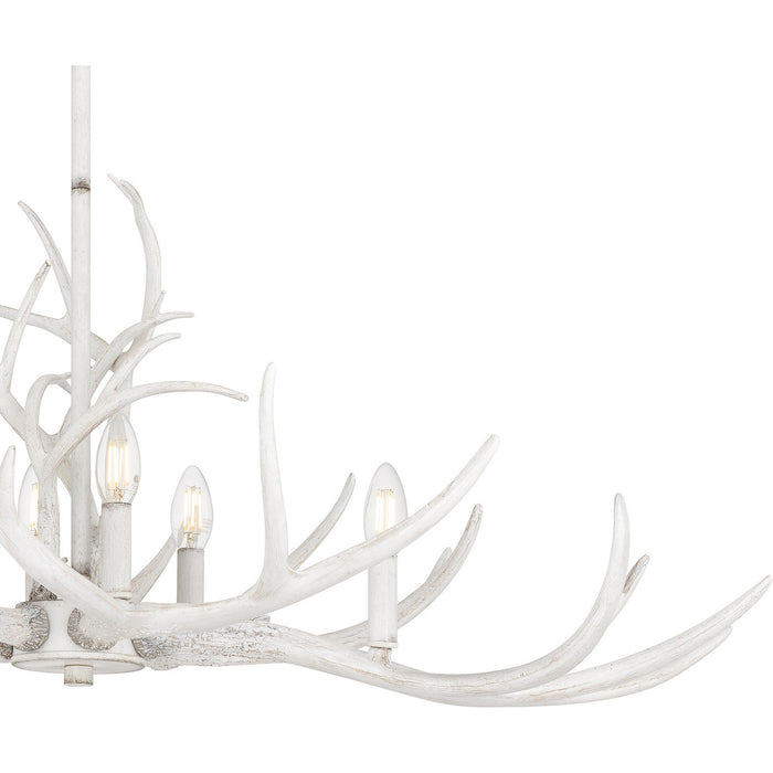 Quoizel BSH640AWH Six Light Linear Chandelier, Antique White