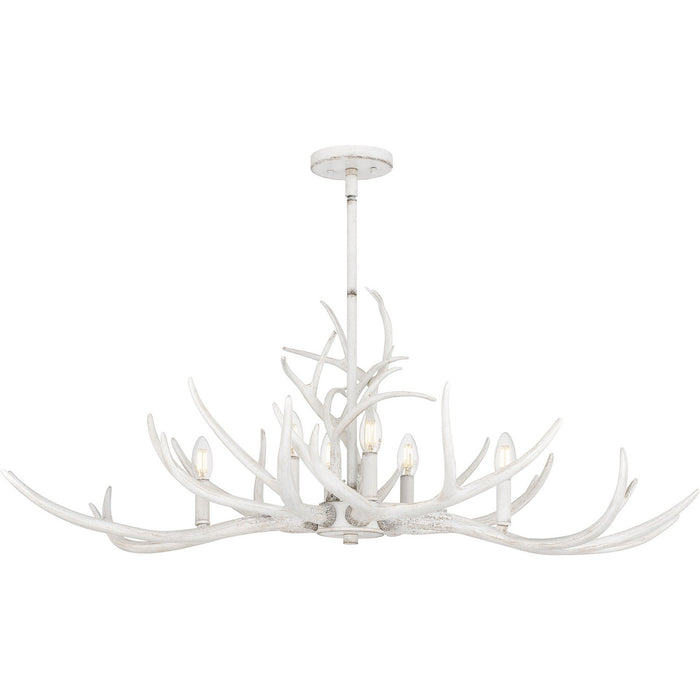 Quoizel BSH640AWH Six Light Linear Chandelier, Antique White