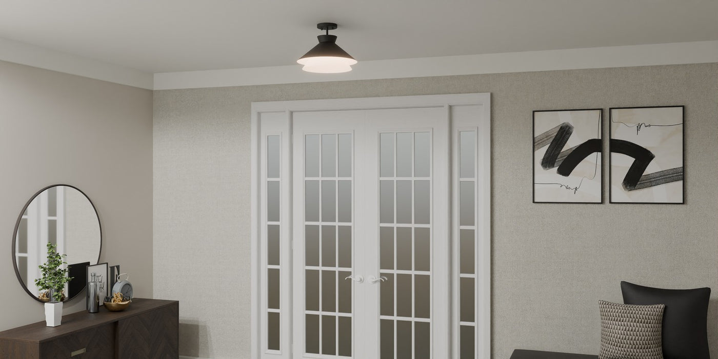 Quoizel QSF6171MBK One Light Semi Flush Mount, Matte Black