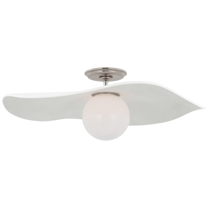 Visual Comfort Signature WS 4040PN-WHT LED Semi-Flush Mount, Polished Nickel