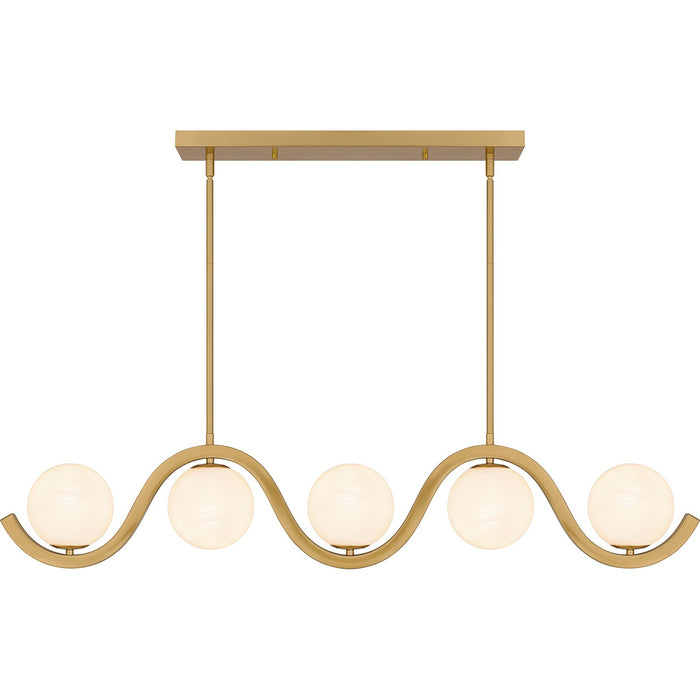 Quoizel SRI551AB Five Light Linear Chandelier, Aged Brass