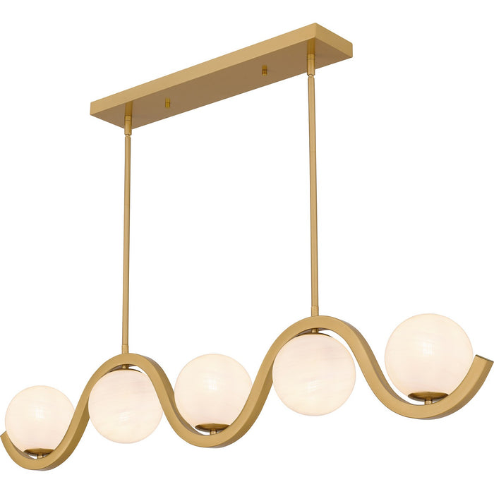 Quoizel SRI551AB Five Light Linear Chandelier, Aged Brass