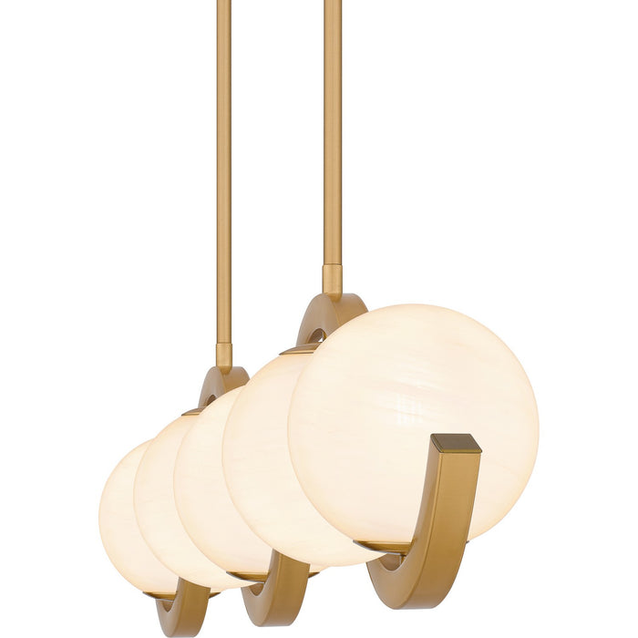 Quoizel SRI551AB Five Light Linear Chandelier, Aged Brass