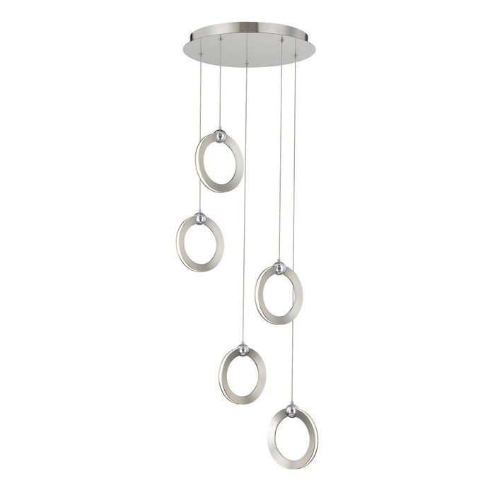 Justice Designs NSH-8125-NCCR LED Pendant, Brushed Nickel w/ Chrome