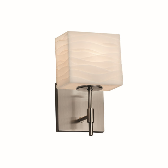 Justice Designs PNA-8411-55-WAVE-NCKL One Light Wall Sconce, Brushed Nickel