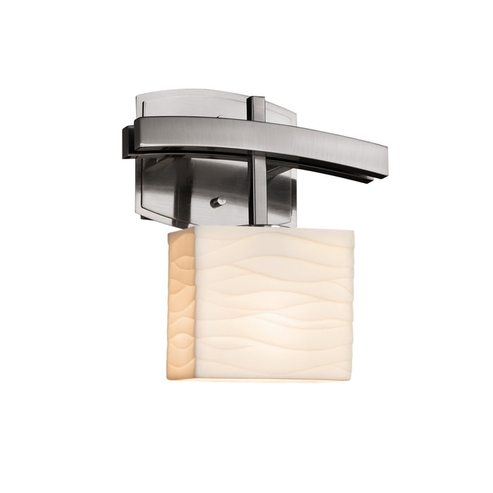 Justice Designs PNA-8597-55-WAVE-NCKL One Light Wall Sconce, Brushed Nickel