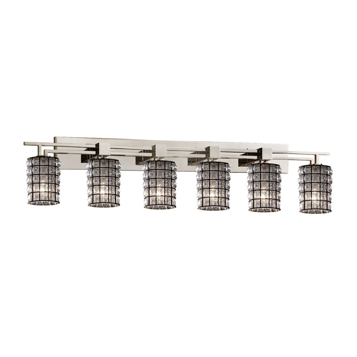 Justice Designs WGL-8706-10-GRCB-NCKL Six Light Bath Bar, Brushed Nickel