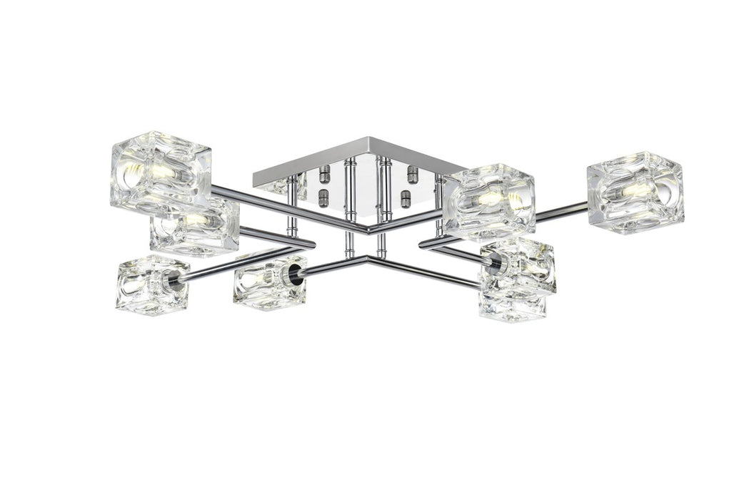 Elegant Lighting LD920F32C Eight Light Flush Mount, Chrome