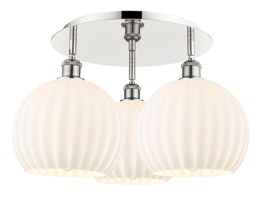 Innovations 516-3C-PN-G1217-10WV LED Flush Mount, Polished Nickel