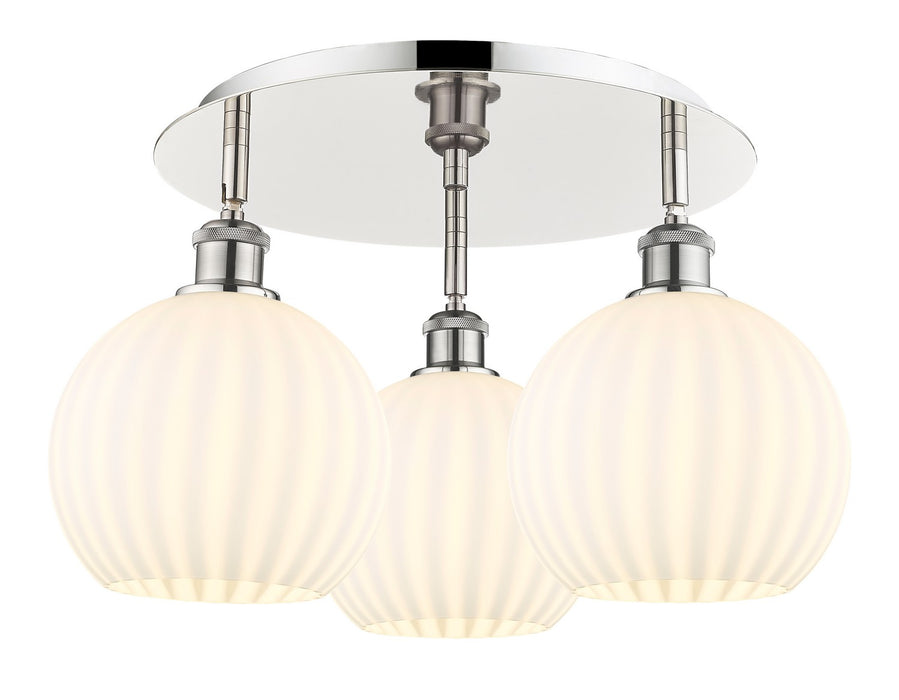 Innovations 516-3C-PN-G1217-8WV LED Flush Mount, Polished Nickel