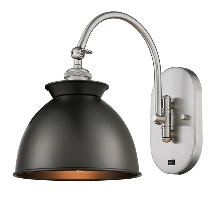 Innovations 518-1W-SN-M14-BK One Light Wall Sconce, Brushed Satin Nickel