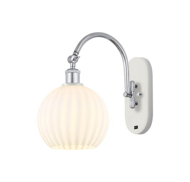 Innovations 518-1W-WPC-G1217-8WV LED Wall Sconce, White Polished Chrome