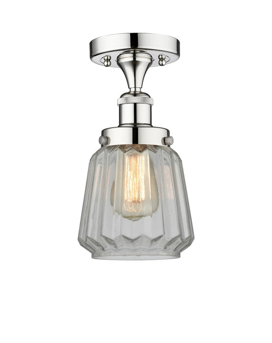 Innovations 616-1F-PC-G142 One Light Semi-Flush Mount, Polished Chrome