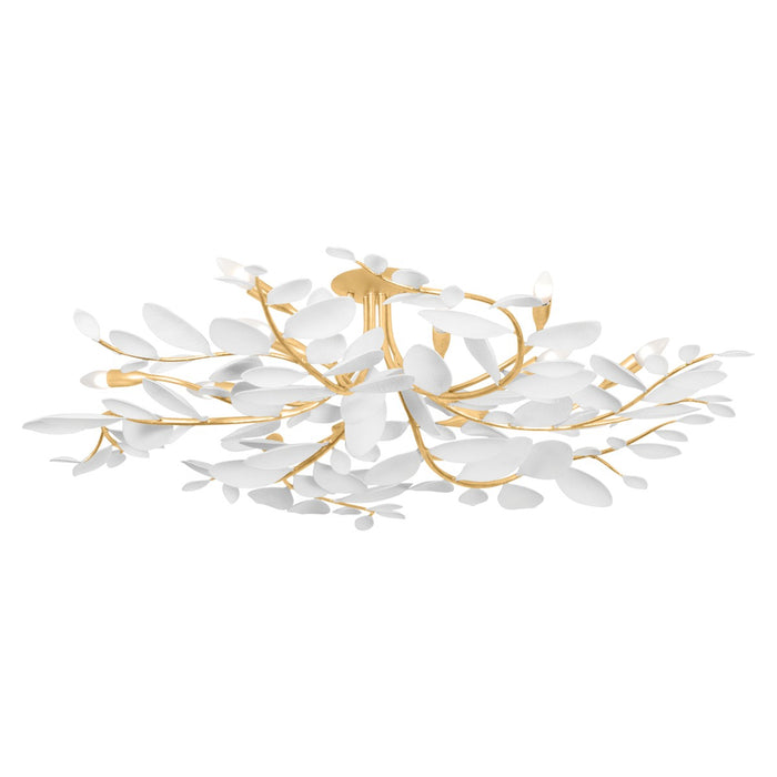 Hudson Valley 2248-VGL/WP 12 Light Semi Flush Mount, Vintage Gold Leaf/ White Plaster