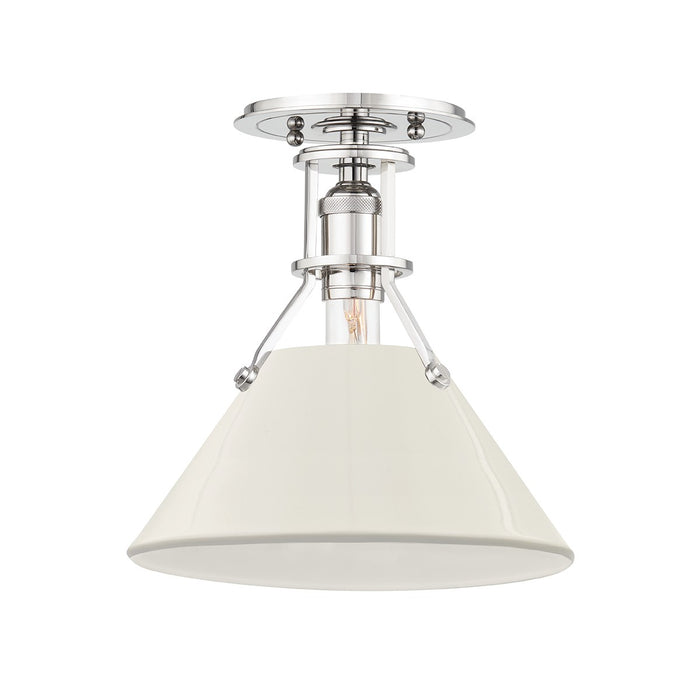 Hudson Valley MDS353-PN/OW One Light Semi Flush Mount, Polished Nickel/Off White