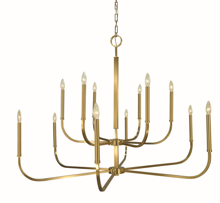 Framburg 5872 BR 12 Light Dining Chandelier, Brushed Brass