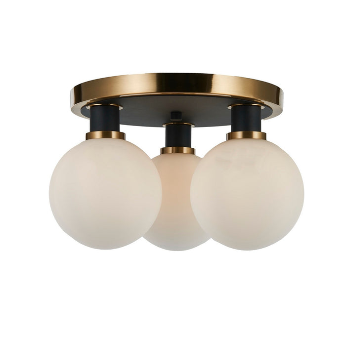 Artcraft AC11873WH Three Light Semi-Flush Mount, Black and Brushed Brass