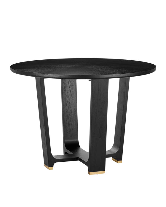 Currey and Company 3000-0260 Dining Table, Matte Caviar Black/Polished Brass